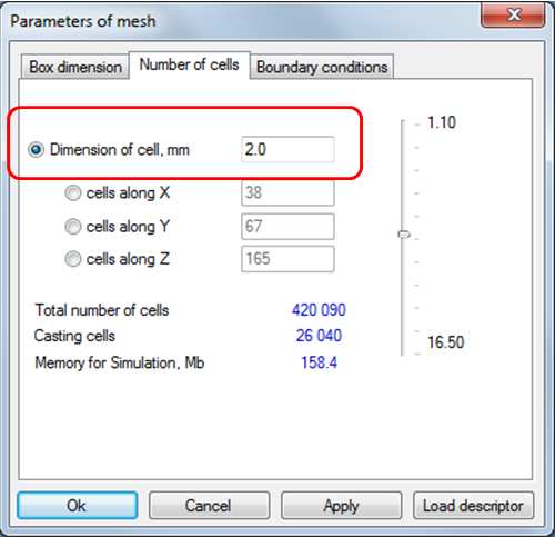 6.2.1 Hálógenerálás A szimulációs programon belül a hálógenerálás a Mesh/Build mesh paranccsal történik. A funkció megnyitáskor a Parameters of mesh ablak jelenik meg a képernyőn.