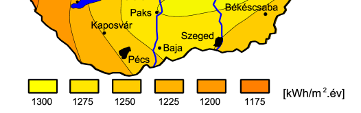 2 A:150 kwh/hó,m 2 SZ:135 kwh/hó,m 2 O:105 kwh/hó,m 2 N:80 kwh/hó,m 2 Vízszintes felületre