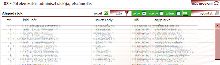 TIPP: A szőr feliratra kattintva akár A-D vagy a születési dátum, vizsga éve és egyéb