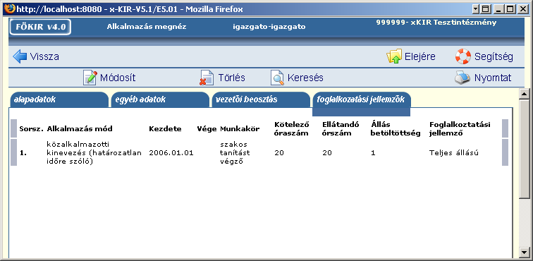 VEZETŐI BEOSZTÁS vezetői beosztás (adatszótár), 158.