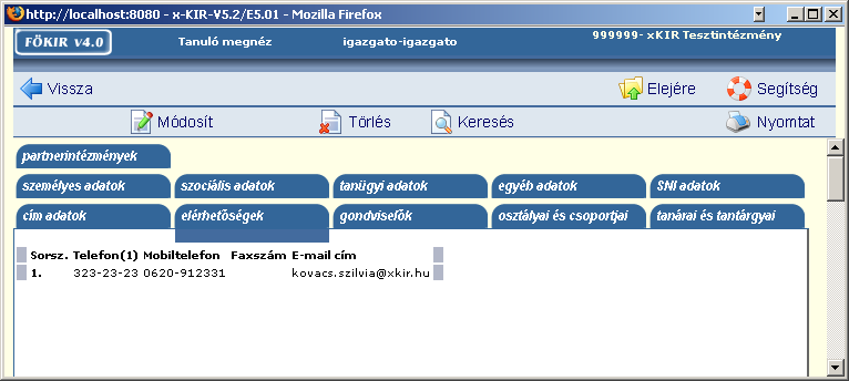 CÍM ADATOK állandó lakcím, tartózkodási hely (saját) 191.