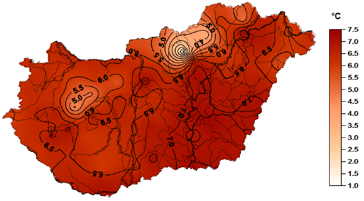 LÉGHŐMÉRSÉKLET TÉRKÉPEK 33 2015. március 39. ábra: A 2015.