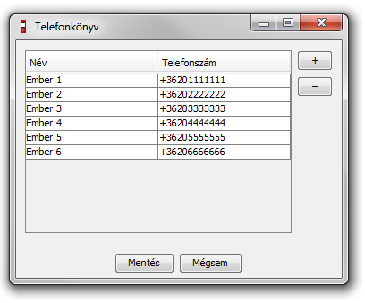 2.5. Telefonkönyv szerkesztése A telefonkönyv menüpontra kattintva a fenti ablakot láthatja. 2.5.1.