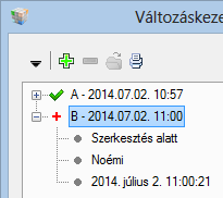 WSCAD SUITE 2014 kézikönyv Létrejön a módosítási állapot, amelyet egy piros plusz jelöl. Változások Azok a fájlok, amelyeken változás történt, megjelennek a bal oldali listában.