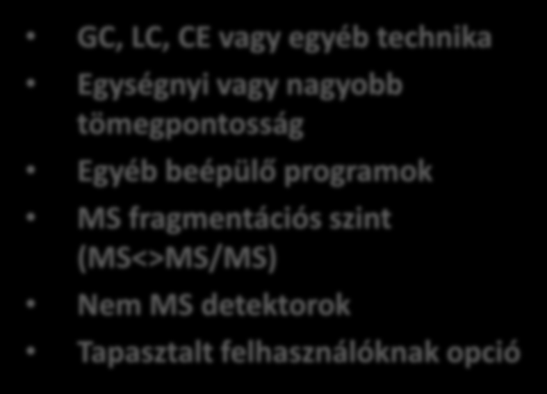 Egyetlen szoftver minden rendszerhez GC, LC, CE vagy egyéb technika Egységnyi vagy nagyobb tömegpontosság