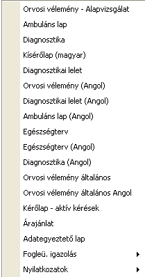 3.10.8. Főmenü / Egyéb lekérdezések Általános, nem feltétlenül a főablakban megjelenített listák menüje. 3.10.9.