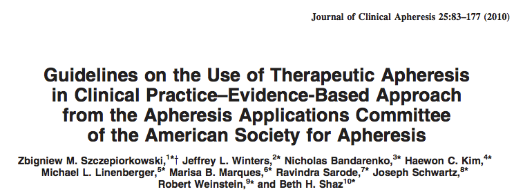 Category III: aferezis terápia optimális szerepe nem tisztázott. Indikáció individualizált. Evidence Type II-3: multiple time series thyreotoxicus krizis terápiája aferezissel vagy anélkül.