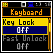 8.3. A billentyűzet mód kiválasztása Keyboard A Billentyűzet (Keyboard) lehetővé teszi a <Shift> nyomógomb (Shift) operációs mód programozását, bekapcsolja a billentyűzárat (Key Lock és a gyors