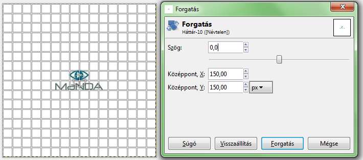 KÉP FORGATÁSA Eszközök Átalakító eszközök Forgatás (Shift + R) A szög megadásával vagy a csúszka segítségével