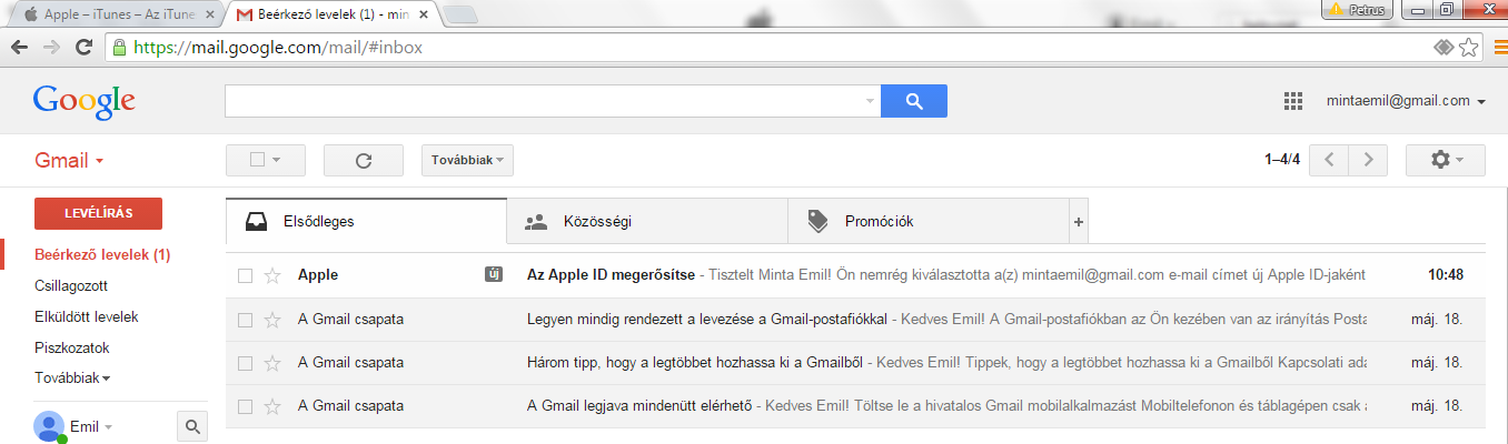 21. Belépve az e-mail fiókunkba látható, hogy