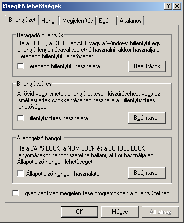 Hangok és audióeszközök A Vezérlőpult Hangok és audióeszközök ikonja segítségével hangokat rendelhetünk adott rendszereseményekhez. Rendszeresemények többféle módon következhetnek be pl.