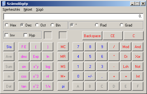 A Windows XP segédprogramjainak használata A Számológép A Számológépet azoknak a műveleteknek az elvégzéséhez használjuk, amelyekhez egyébként zsebszámológépet használnánk.