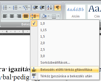 A Behúzás csökkentése azt jelenti, hogy a teljes bekezdést a dokumentum margójához képest kijjebb lehet helyezni.
