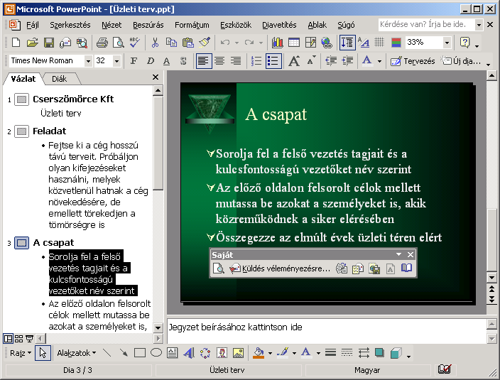 Prezentációkészítés PowerPoint XP-vel ESZKÖZTÁRAK LÉTREHOZÁSA, TÖRLÉSE A PowerPointban szükség szerint új eszköztárak is létrehozhatók.