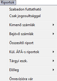 4.2. ÁFA bevallásban szereplő számlákra történt fizetések riport Amennyiben az adott áfabevallásban a visszaigényelhető áfa több, mint a fizetendő, úgy visszaigénylő pozícióban van a cég.