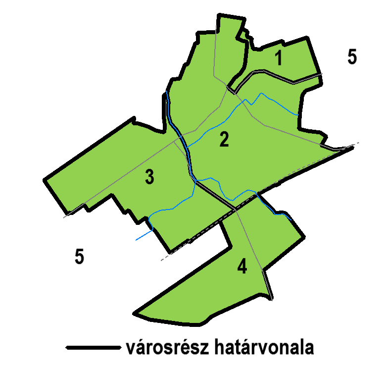 HELYZETFELTÁRÓ- HELYZETELEMZŐ - HELYZETÉRTÉKELŐ MUNKARÉSZEK 144 3.3 Eltérő jellemzőkkel rendelkező településrészek 3.3.1 A városrészek kijelölése, pontos lehatárolása, lehatárolás indoklása, a városrészek bemutatása 40.