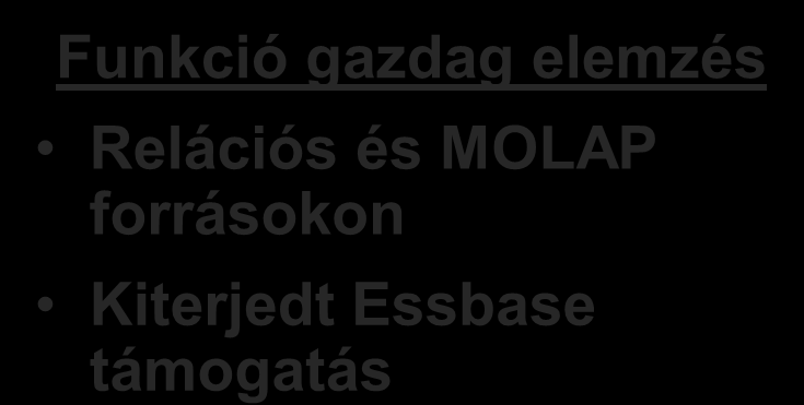 Integrált OLAP/Relációs elemzés Egy felhasználói felület minden felhasználó típus