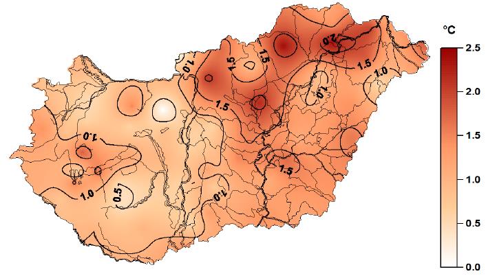 LÉGHŐMÉRSÉKLET TÉRKÉPEK 41 215. március 51. ábra: A 215.