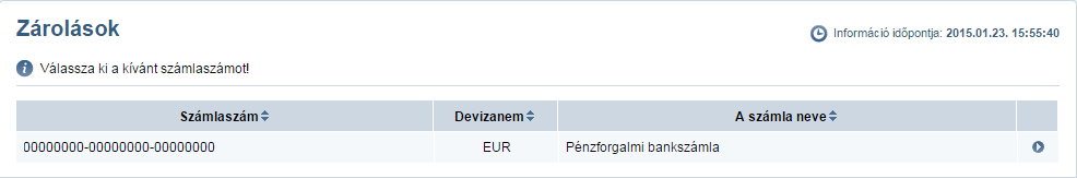 oldalon láthatók a számlához tartozó napi tranzakciók, ezek soraira kattintva pedig felugró ablakban jelennek meg ezek részletezései.