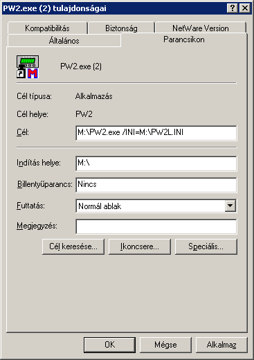 53/18 PW2 Jármű Mérlegelő Program METRISoft KFT Hmvhely Jókai u.30. \\gazdagep\pw2\pw2.exe /INI=\\gazdagep\pw2\pw2l.