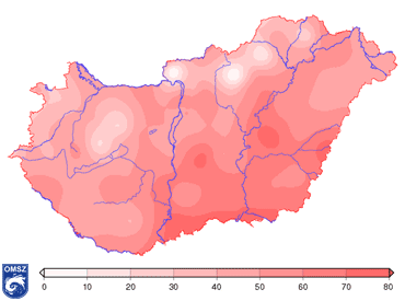 A 30 fok fölötti hőmérsékletű napok száma 2012.