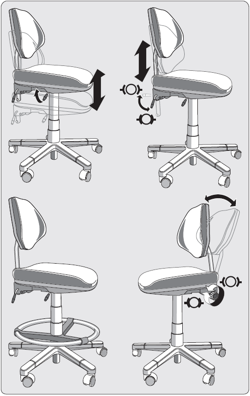 16 Opciók 16 Opciók 16.1 Orvosi ülőszék Kárpit / szék A kárpit kezelése és tisztítása: a műbőr kezelését és tisztítását hetente el kell végezni.