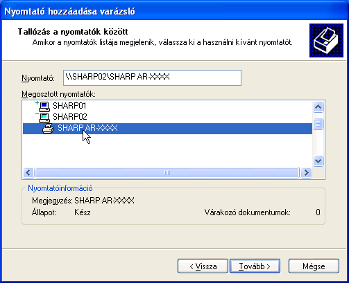 NYOMTATÓMEGOSZTÁS A KLIENSGÉP BEÁLLÍTÁSAI A nyomtató-illesztőprogramot az alábbi eljárás segítségével telepítheti a kliensgépre. Ha Windows NT 4.