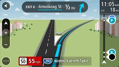 Ahogy közeledik egy kijárathoz vagy csomóponthoz, a megfelelő sáv megjelenik a képernyőn és az utasítás panelen.