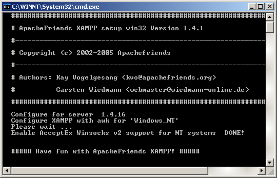 10. oldal Web programozás I. (0.7. verzió) 1.1. ábra: Az XAMPP szokásos telepítése A telepítés végezhető parancssorból is a setup-xampp.bat parancsállomány futtatásával: 1.2.