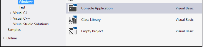 Visual Basic programok szerkezete Konzol alkalmazások létrehozása FILE -> New