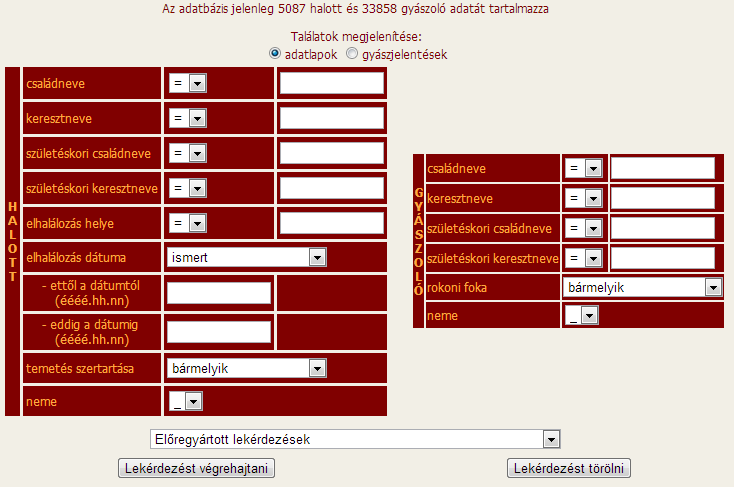 OSZK - GYÁSZJELENTÉSEK ADATBÁZISA 1.