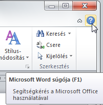 í r t a : V i d a A t t i l a - w w w. h a n s a g i i s k. h u 3 Segítségek A Microsoft Word rengeteg segítséget nyújt a felhasználó számára.