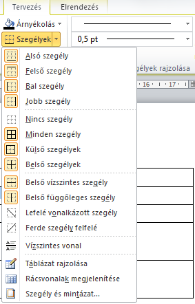 62 í r t a : V i d a A t t i l a - w w w. h a n s a g i i s k. h u Formátumok Tervezés eszköztár Táblázatstílusok Válassz a legördülő listából neked tetsző stílust!