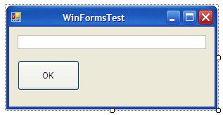 159 át, mondjuk WinFormsTest re. Most valahogy így kell kinézzen (a formot átméreteztem): A feladat a következő: rákattintunk a gombra, ekkor valamilyen üzenet jelenjen meg a Textbox ban.