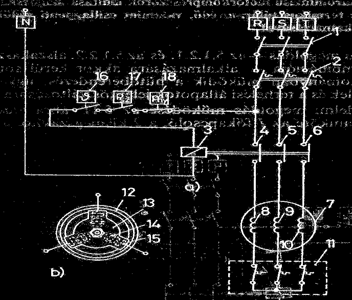 1 főkapcsoló ; 2 kismegszakító ; 3 túláramvédő; 4 villamos motor; 5, 6, 7 bimetall; 8, 9, 10 fútőellenájlás; 11 mágneskapcsoló; 12, 13.