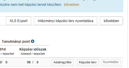 Képzési terv nyomtatása, elküldése A kiválasztott képzések alapján a tisztviselői listában automatikusan megjelenik a 2015. évre tervezett tanulmányi pontok száma.