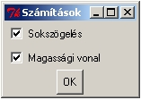 A grafikus ablak menüje Parancsok menü Sokszögvonal grafikus kijelölése Grafikus ablak Parancsok menü Vonal számítás típusa A grafikus ablak Parancsok menüje a teljes grafikus ablakra vonatkozó