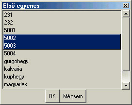 Egyenes megadása két ponttal 2003.05.26 23:20 - Két egyenes metszése Pontszám Pontkód Y X Irányszög 231 88568.240 2281.760 50-00-15 kuphegy 90050.240 3525.120 232 88619.860 3159.