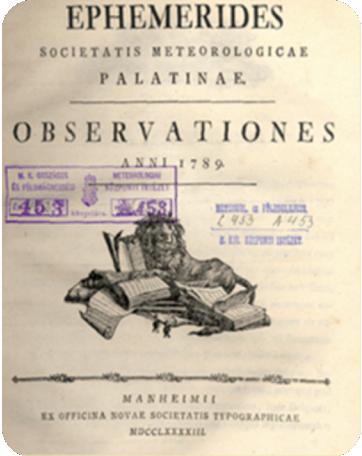Megfigyelés - múlt 1780 adatgyűjtés: - Societas Meteorologica Palatina - 40 állomás 19.