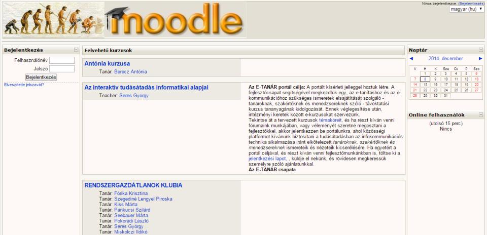 12. ábra. A doktori tantárgy a szerző moodle-portálján E. E részhalmaz a publikációk A hálózat csomóponti elemeit alkotják a közös publikációk (13.