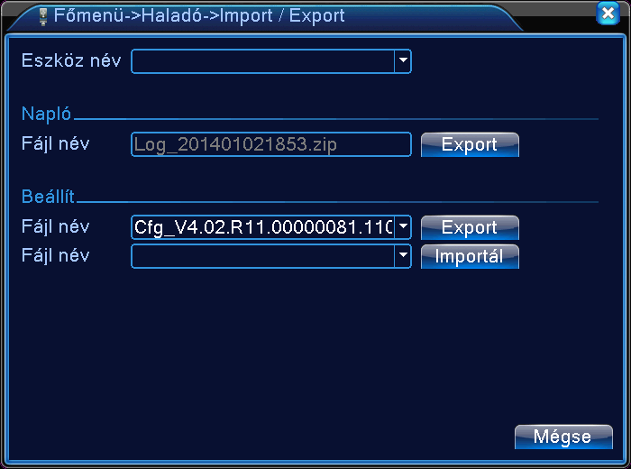 11.8 Eszköz infó Itt találhatja az eszköz alapértelmezett beállításait. 11.9 Import/export 90.
