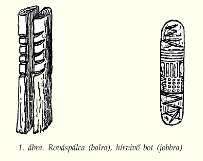 Rovásírás, rovásbot Az emlékezet felfrissítését szolgálják, hiszen elsősorban a kölcsönadott értékeket, adósságokat tartották nyilván úgy, hogy az összeg nagysága a botra kerülő bevágások (rovások)