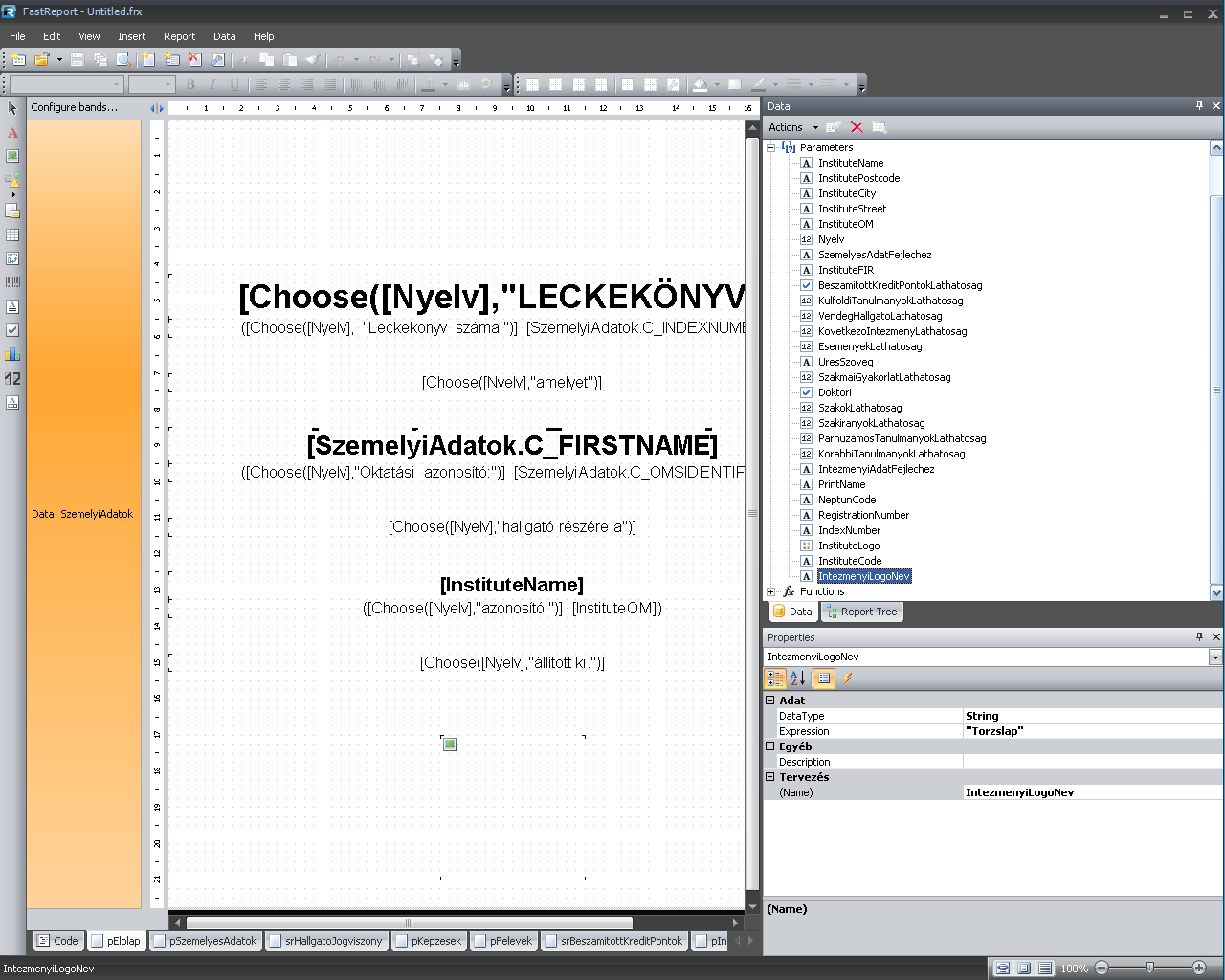 Intézményi logo szerkesztéséhez a Kliens programban a Szervezeti egységek(28000)/nyomtatási templatek(113000)/képek(4650) menüpontban kell a képet