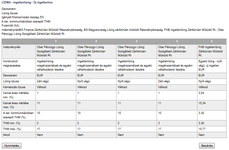 9. ábra Termékek kijelölése összehasonlításra Ha legalább két terméket kijelöltünk, akkor megjelenik az Összehasonlítás nyomógomb, amelynek megnyomására a kijelölt