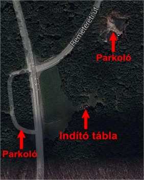 A parkolásra alkalmas terület és az indító tábla helye A Remete-réten található parkolók és a tanösvény fogadó, tájékoztató táblájának GPS koordinátái a