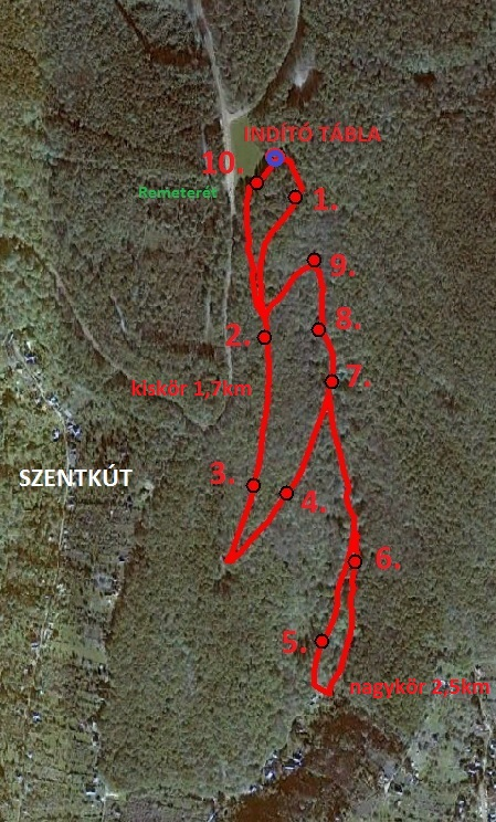 EOV K 583401 É 85487 WGS 84 N46 06' 38,45" E18 11' 09,91" A tanösvény útvonala: Állomások 1. Elegyesség 2. Változatos erdıkép 3. Holtfa 4.