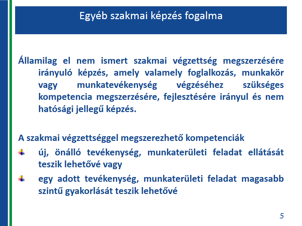 Az egyéb szakmai képzések csoportjába amelyek esetében szakmai programkövetelményt kell készíteni azon szakmai képzések tartoznak, amelyek nem szerepelnek az Országos Képzési Jegyzékben, illetve nem