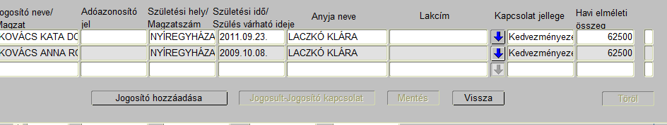 Amennyiben a személy külföldi illetőségű, akkor az érvényesség kezdete, vége dátum korlátozva van.