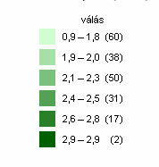 19. ábra. 1 lakosra jutó házasságkötések, válások alakulásának területi megoszlása, 212. 4.8. Terhességmegszakítás A terhességmegszakítások száma csökken, de így is csak minden 3.