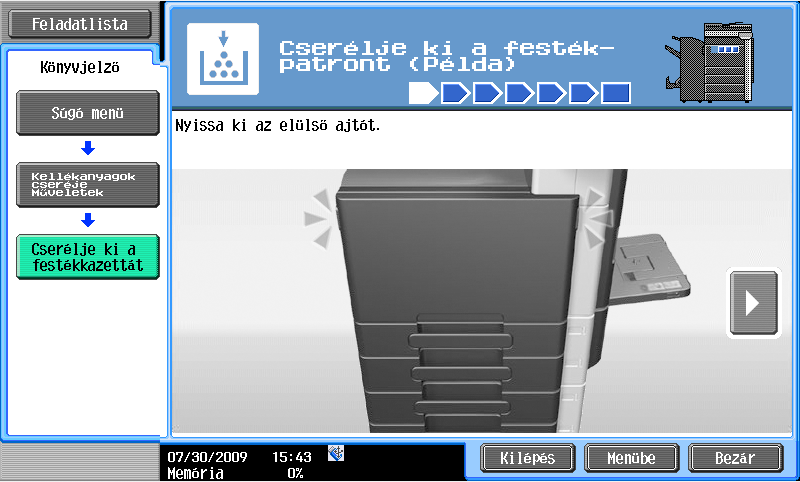 1 Útmutatás funkció 1.12 A következő lépéshez ugrik.